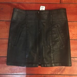 LF Wax Coated Denim Mini Skirt